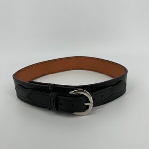Safariland 146 Black Leather Belt Silver Buckle Mens 34 Border Patrol 2.25" 58mm